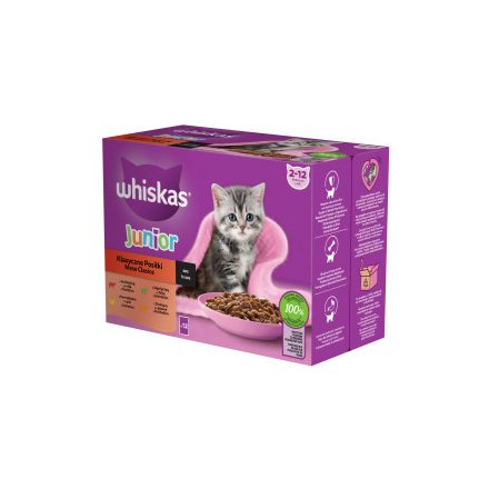 4x Whiskas Junior Klasszikus válogatás Mártásban Alutasakos macskaeledel 12x85g