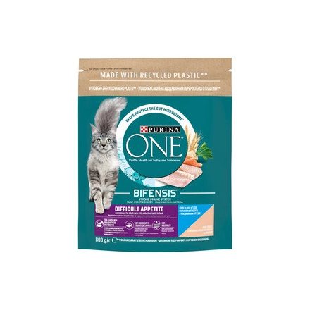 8x Purina One DIFFICULT Tőkehalas és  Pisztrángos Száraz macskaeledel 800g