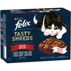 6x Félix 12x80g Tasty Shreds Házias Válogatás Szószban