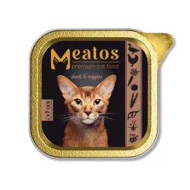   16x Meatos Alutálcás macskaeledel 100g Kacsával és Zöldségekkel