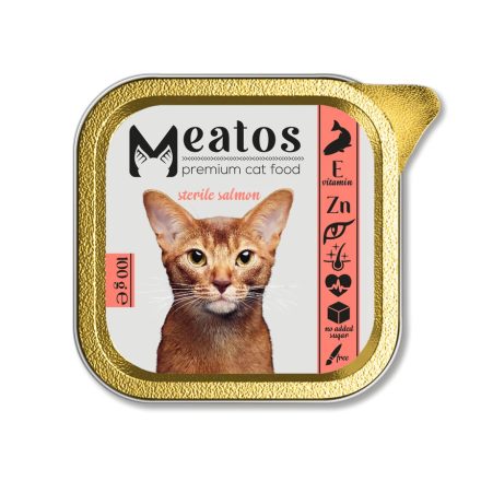 16x Meatos Alutálcás STERIL macskaeledel 100g Lazaccal