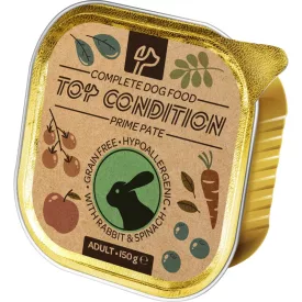   10x Top Condition pate Gabonamentes Hipoallergén Alutálcás kutyaeledel 150g Nyúllal és Spenóttal