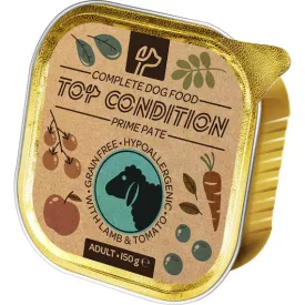   10x Top Condition pate Gabonamentes Hipoallergén Alutálcás kutyaeledel 150g Báránnyal és Paradicsommal