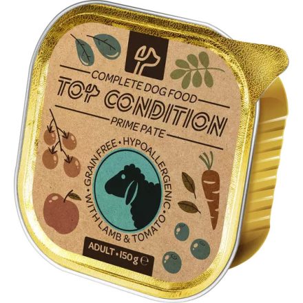 10x Top Condition pate Gabonamentes Hipoallergén Alutálcás kutyaeledel 150g Báránnyal és Paradicsommal