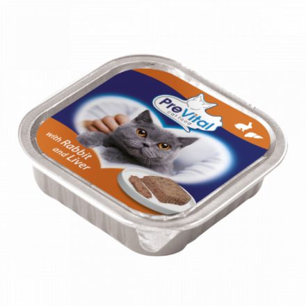 16x Prevital 100g Nyúl és Máj Alutálcás Macskaeledel