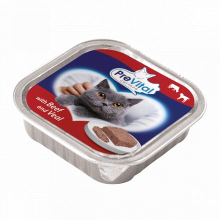 16x Prevital 100g Marha és Borjú Alutálcás Macskaeledel