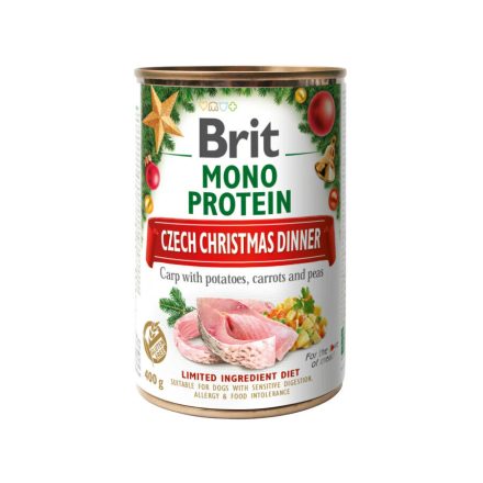 Brit Mono Protein Ponty Zöldségekkel 400g Kutyakonzerv Karácsonyi Kiadás