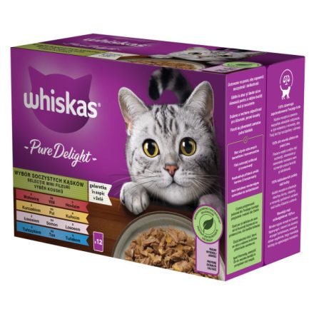 4x Whiskas Pure Delight Vegyes válogatás Aszpikban Alutasakos macskaeledel 12x85g