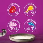 4x Whiskas Pure Delight Vegyes válogatás Aszpikban Alutasakos macskaeledel 12x85g
