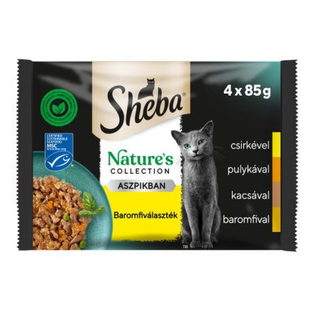 Sheba Nature's Collection Baromfiválaszték Aszpikban Alutasakos macskaeledel 4x85g