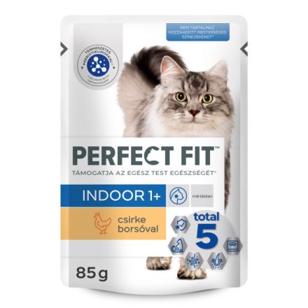 Perfect Fit 85g Indoor alutasakos macskaeledel csirkével és borsóval mártásban