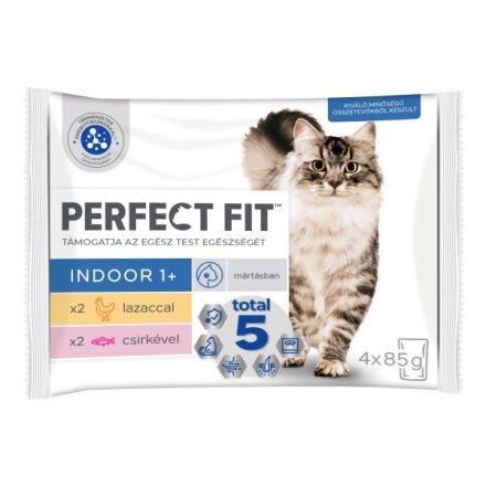 13x Perfect Fit 4x85g Indoor alutasakos macskaeledel lazaccal és zöldséggel