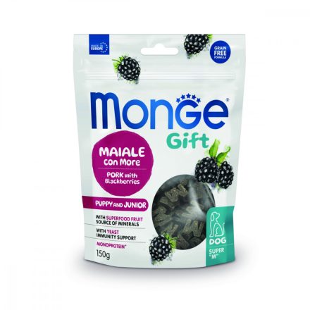 10x Monge Gift Puppy&Junior - Sertés és feketeribizli 150g kutya jutalomfalat jutalomfalat kutyáknak