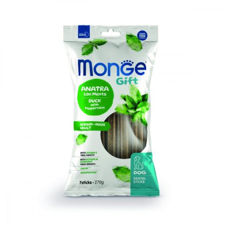12x Monge Gift Medium-Maxi - Kacsa és borsmenta 270g  jutalomfalat kutyáknak