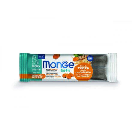 25x Monge Gift Mozgástámogató - Pisztráng és kurkuma 40g  jutalomfalat kutyáknak