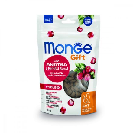 10x Monge Gift  Steril - Kacsa és vörösáfonya 60g jutalomfalat macskáknak