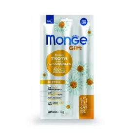   35x Monge Gift  Kitten - Pisztráng és kamilla 15g jutalomfalat macskáknak