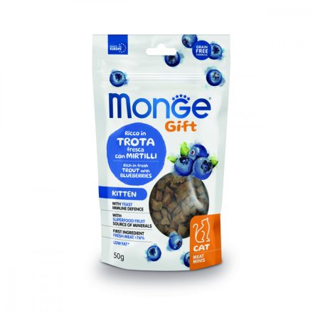 12x Monge Gift  Kitten - Pisztráng és áfonya 50g jutalomfalat macskáknak
