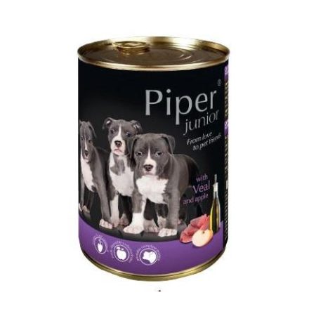 Piper 400g Junior Borjú és Alma 65% hústartalom Kutyakonzerv