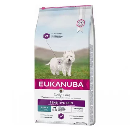 EUKANUBA Daily Care 12kg száraz kutyatáp Halas érzékeny bőrű kutyák számára Hipoallergén
