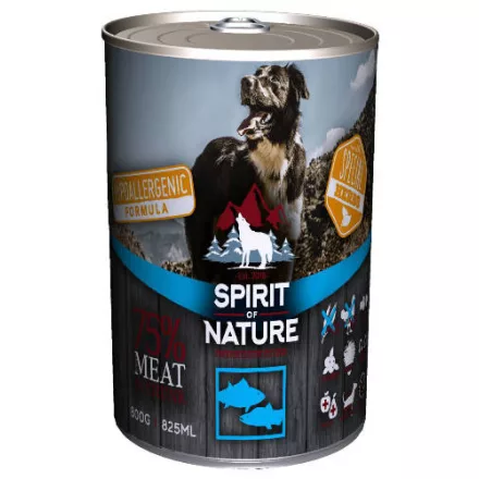 Spirit of Nature Hipoallergén KUTYA konzerv 800g Tonhal és Lazac