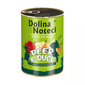   6x Dolina Noteci SuperFood 400g Szarvas és Kacsa Kutyakonzerv