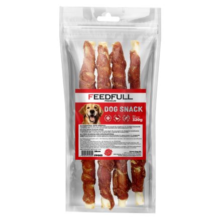Feedfull Prémium Kacsahússal tekert bőrbálca 28cm kutya jutalomfalat 320g (FP003)