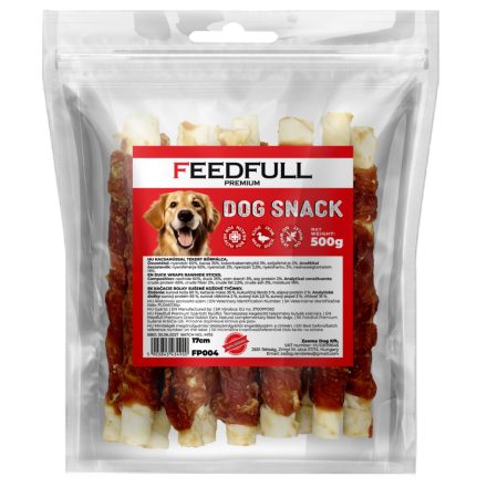 Feedfull Prémium Kacsahússal tekert bőrpálca 17cm kutya jutalomfalat 500g (FP004)