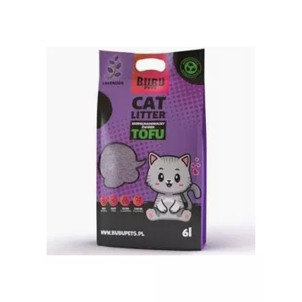 BUBU Pets Tofu Biológiailag lebomló macskaalom 2,5kg/6L Levendula