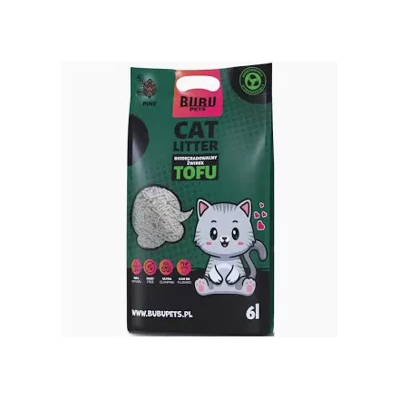 BUBU Pets Tofu Biológiailag lebomló macskaalom 2,5kg/6L Fenyő