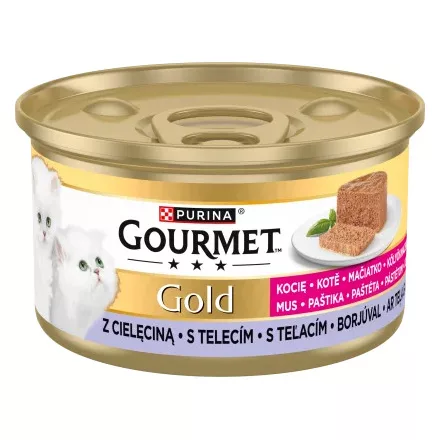 12x Gourmet Gold Kitten 85g Pástétom Borjú