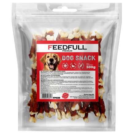 Feedfull Prémium Kacsával Tekert Kálciumos csont kutya jutalomfalat 500g (FP039)