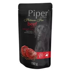   10x Piper Platinum Pure Marha és Rizs alutasakos kutyaeledel 150g