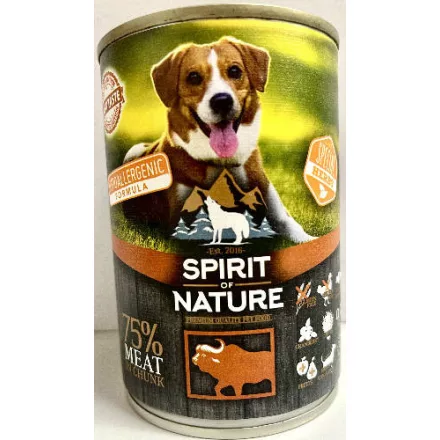 Spirit of Nature Hipoallergén KUTYA konzerv 415g Bölény 