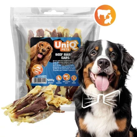 UNIQ PETS KUTYASNACK HÚSOS 500g marhahúsos nyúlfül (UDS0072)