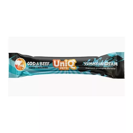 UNIQ PETS MACSKA Jutalomfalat ÍZLETES KRÉMMEL 15g tőkehal és marha ízű (UCS2002)