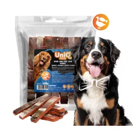   UNIQ PETS KUTYASNACK HÚSOS 500g kacsa- és halbőr csíkok (UDS0125)