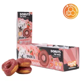   10x UNIQ PETS KUTYASNACK 50g kollagénes fánk kacsa és eper 7cm