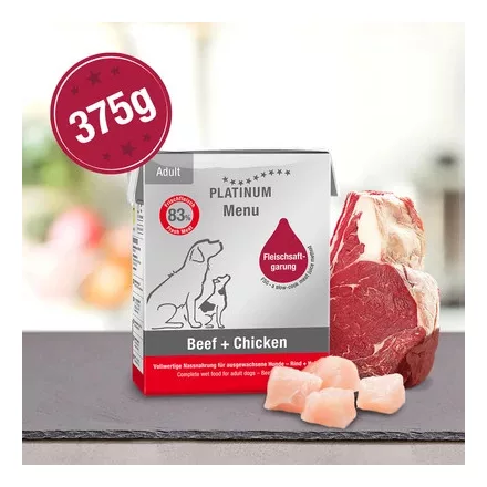 Platinum Menü Marha és Csirke 375g Nedves Kutyaeledel