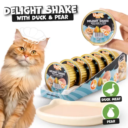 UNIQ PETS MACSKA Alutálcás NEDVES  Eledel 60g Kacsa és Körte (UCW0012)