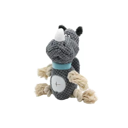UNIQ PETS plüss kutyajáték Orrszarvú kötelekkel és sípolóval, 30x10x13cm (UDT0002)