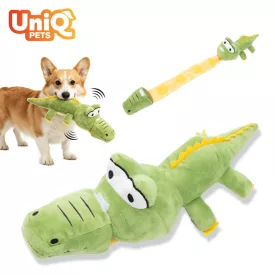   UNIQ PETS plüss kutyajáték zöld krokodil sípolóval 75x14x12cm (UDT0284)