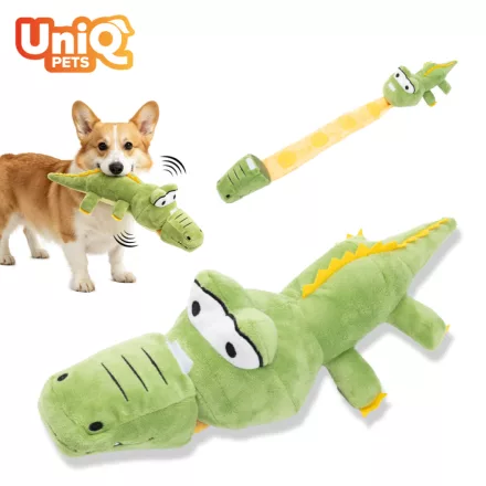 UNIQ PETS plüss kutyajáték zöld krokodil sípolóval 75x14x12cm (UDT0284)