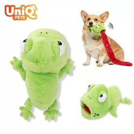   UNIQ PETS plüss kutyajáték béka hosszú nyelvvel és sípolóval 90x20x17cm (UDT0285)