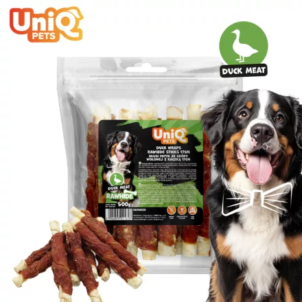 UNIQ PETS KUTYASNACK Kacsahússal Tekert Marhabőr Pálca 17cm, 500g (UDS0020)
