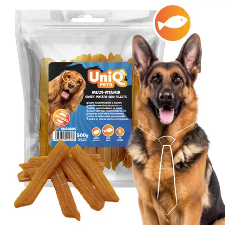 UNIQ PETS KUTYASNACK Multivitaminos Édesburgonya és Tőkehalfilé 500g (UDS0085)