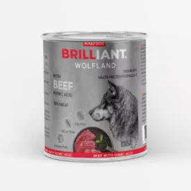   Brilliant Wolfland Premium 800g Kutyakonzerv Marha és Huminsavval