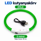 LED fényvezető szálas világító kutyanyakörv, méretre vágható –  S, Zöld, (40cm)