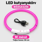 LED fényvezető szálas világító kutyanyakörv, méretre vágható –  M, Rózsaszín, (50cm)