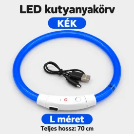   LED fényvezető szálas világító kutyanyakörv, méretre vágható – Kék, L  (70 cm)